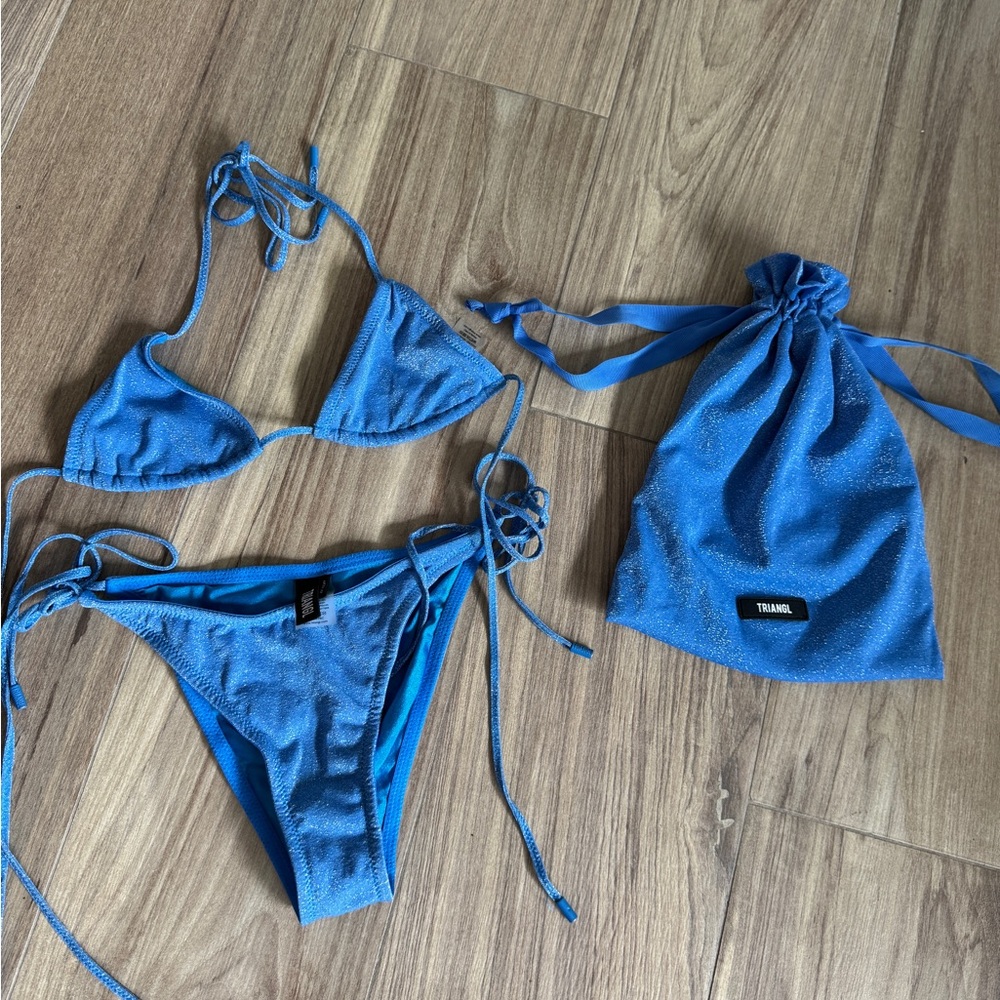 Triangl Sparkly Blue Bikini Set with Bag